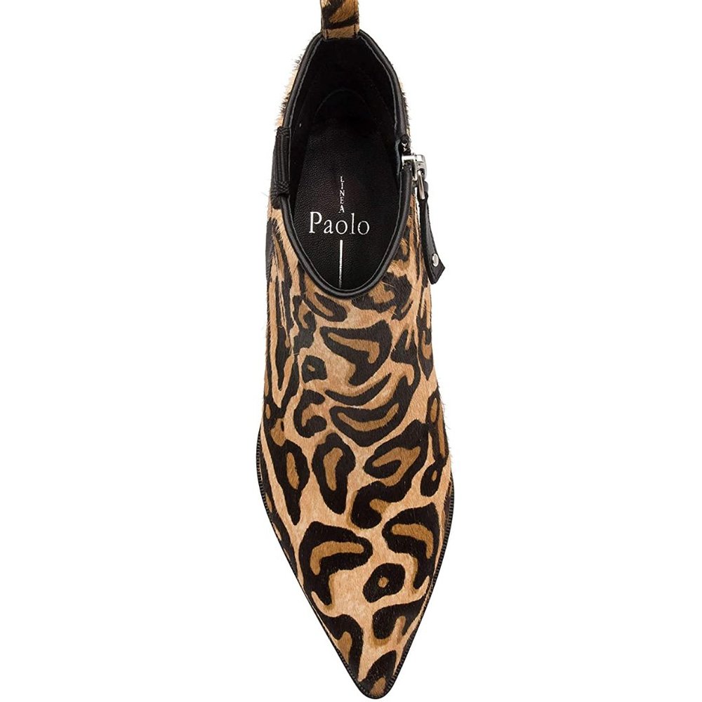 PAOLO LINEA NIB Sevilla2 Tan Blk Leopard Ankle Bootie 9M